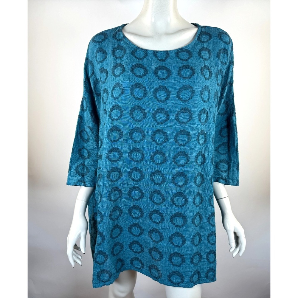 Cut Loose Linen Cotton Textured Tunic Top Women OS NWOT Pocket Boxy RelaxedShirt